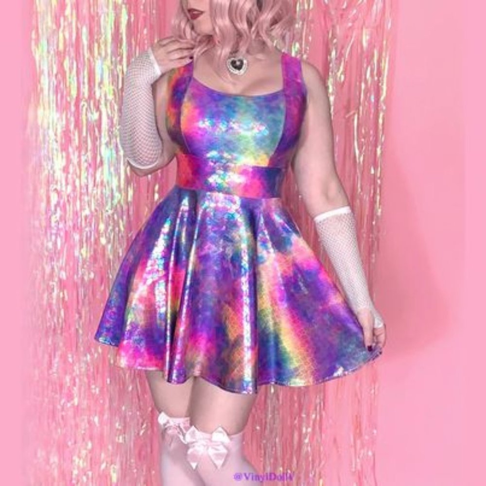 Rainbow Mermaid Scales Holographic Custom Dress